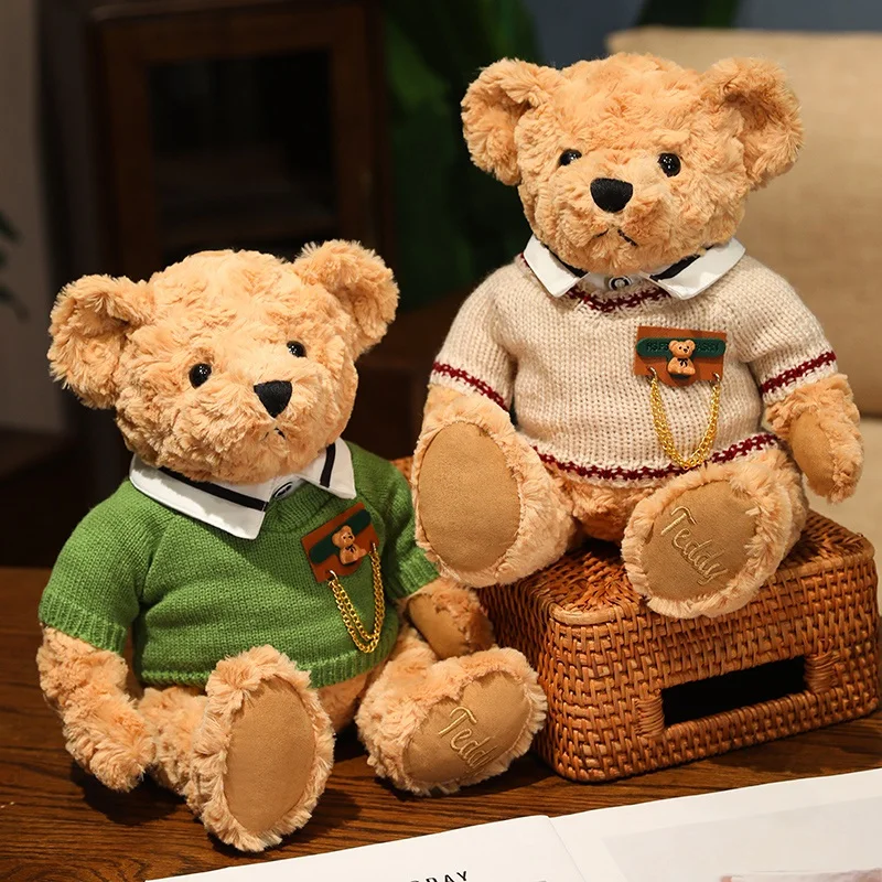 부티크 테디 베어 플러시 장난감 인형 귀여운 빈티지 클래식 테디 베어 플러시 장난감 선물용 스웨터 베어 플러시 인형 인형