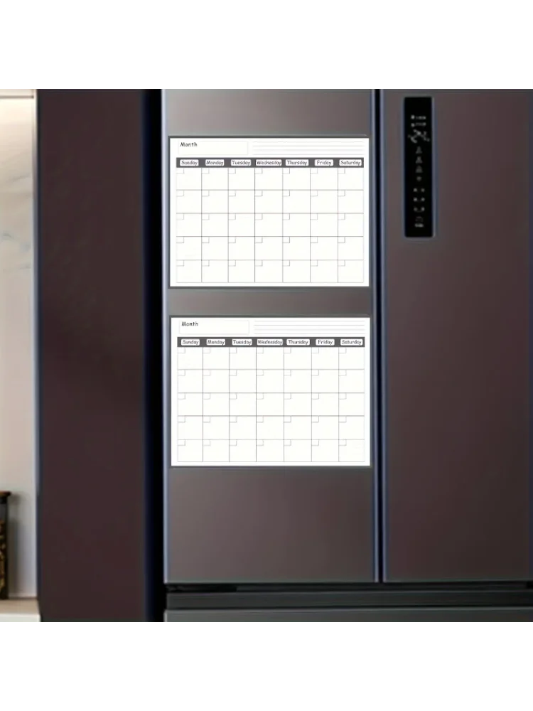 Magnetic refrigerator calendar planner is erasable and reusable, making it easy to organize kitchen refrigerators and meal plans