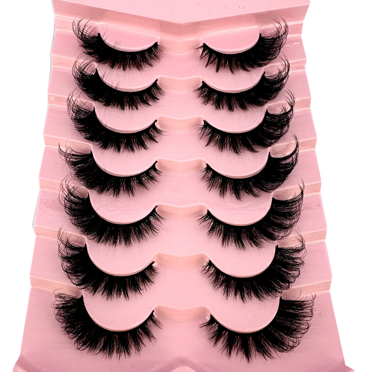 NEW 7pairs Classic 3D Volume Lashes Cat Eye Faux Mink Lash Natural Wispy Russian Strip Lashes Makeup Dramatic False Eyelashes