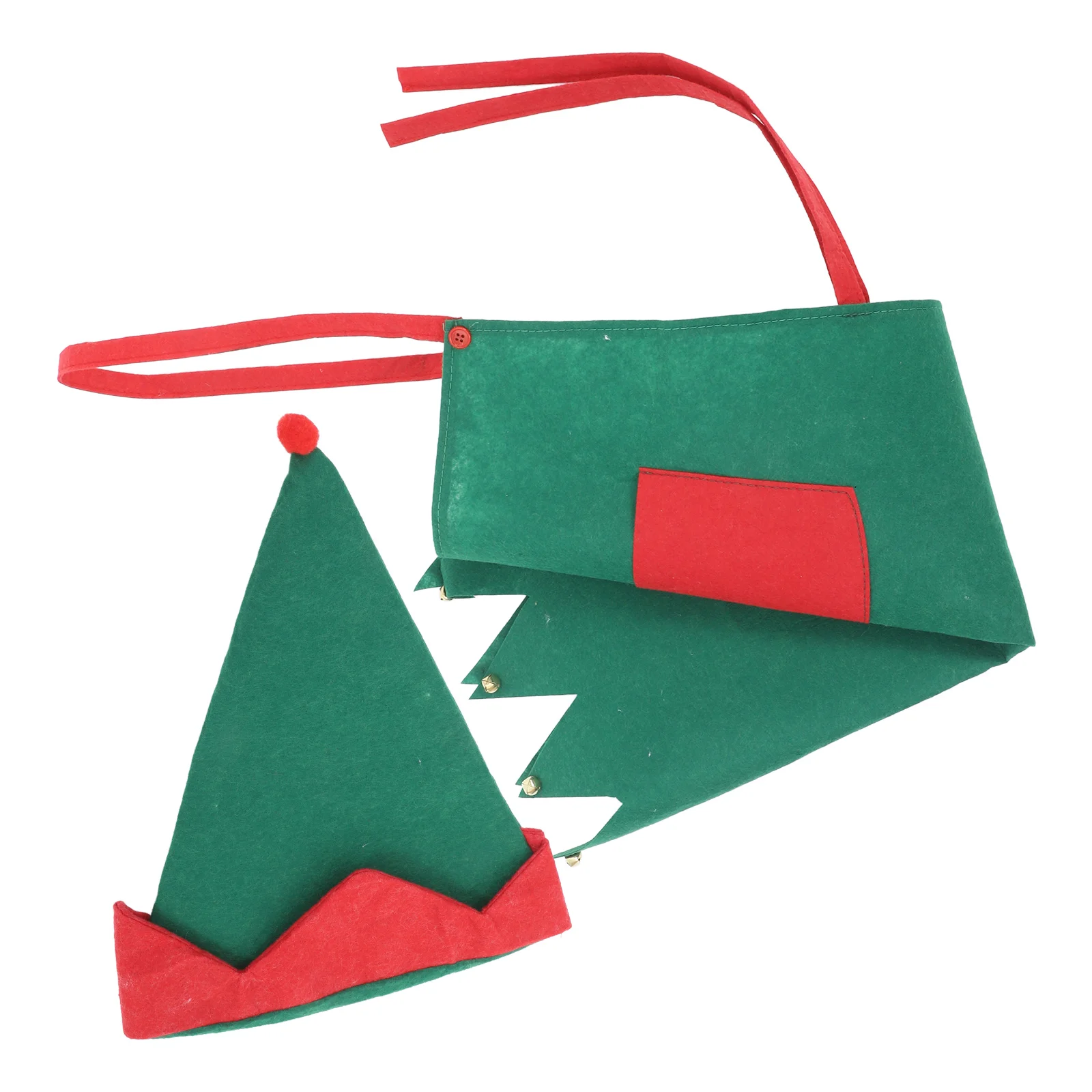 

Christmas Kids Set Half Body Costume Hat Children Party Outfits Elf Theme Xmas Decorative Children Apron Accessories