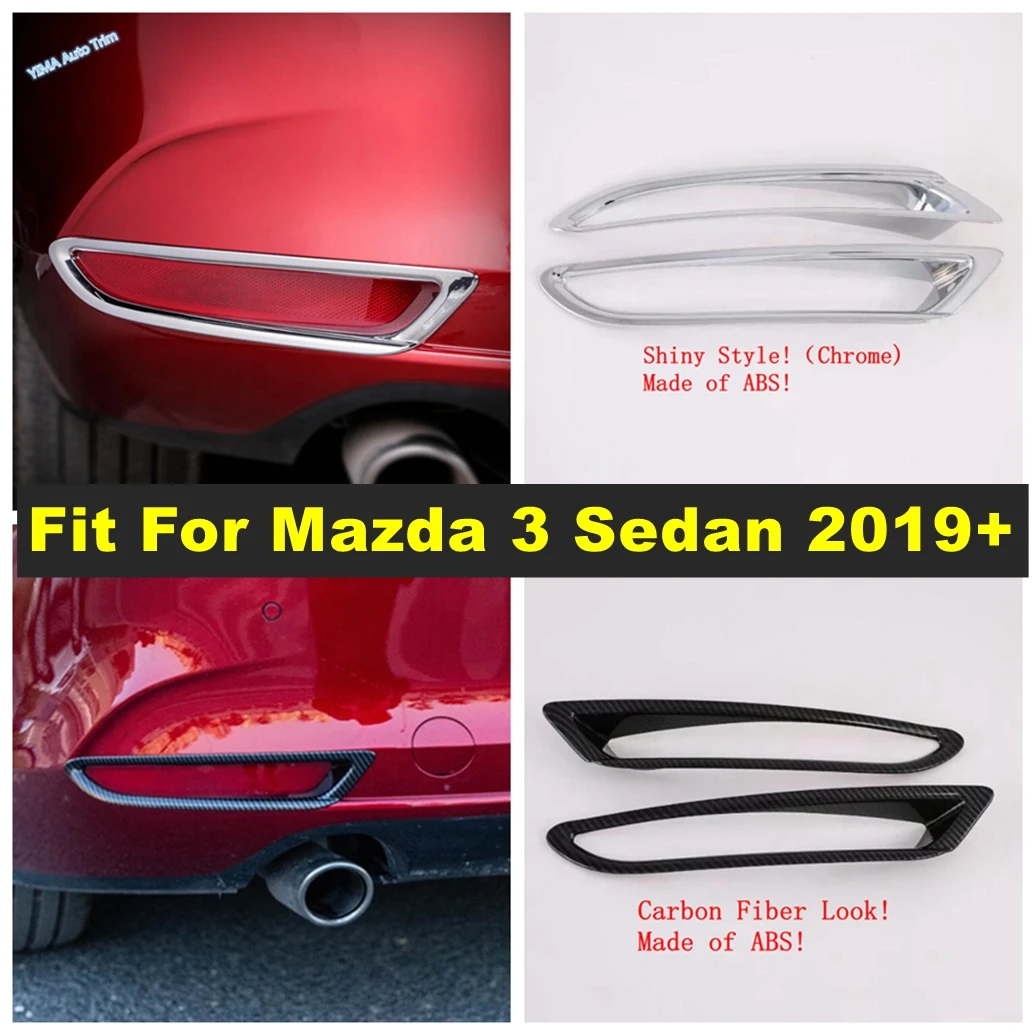 

Car Rear Tail Fog Lights Foglight Lamp Frame Cover Trim Fit For Mazda 3 Sedan 2019 - 2023 Shiny / Carbon Fiber Look Accessories