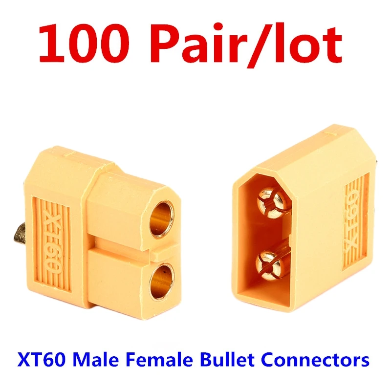 

100 Pairs XT60 Lipo Battery Connector Bullet Plug Male And Female for RC Car Boat Quadcopter FPV Racing Drone