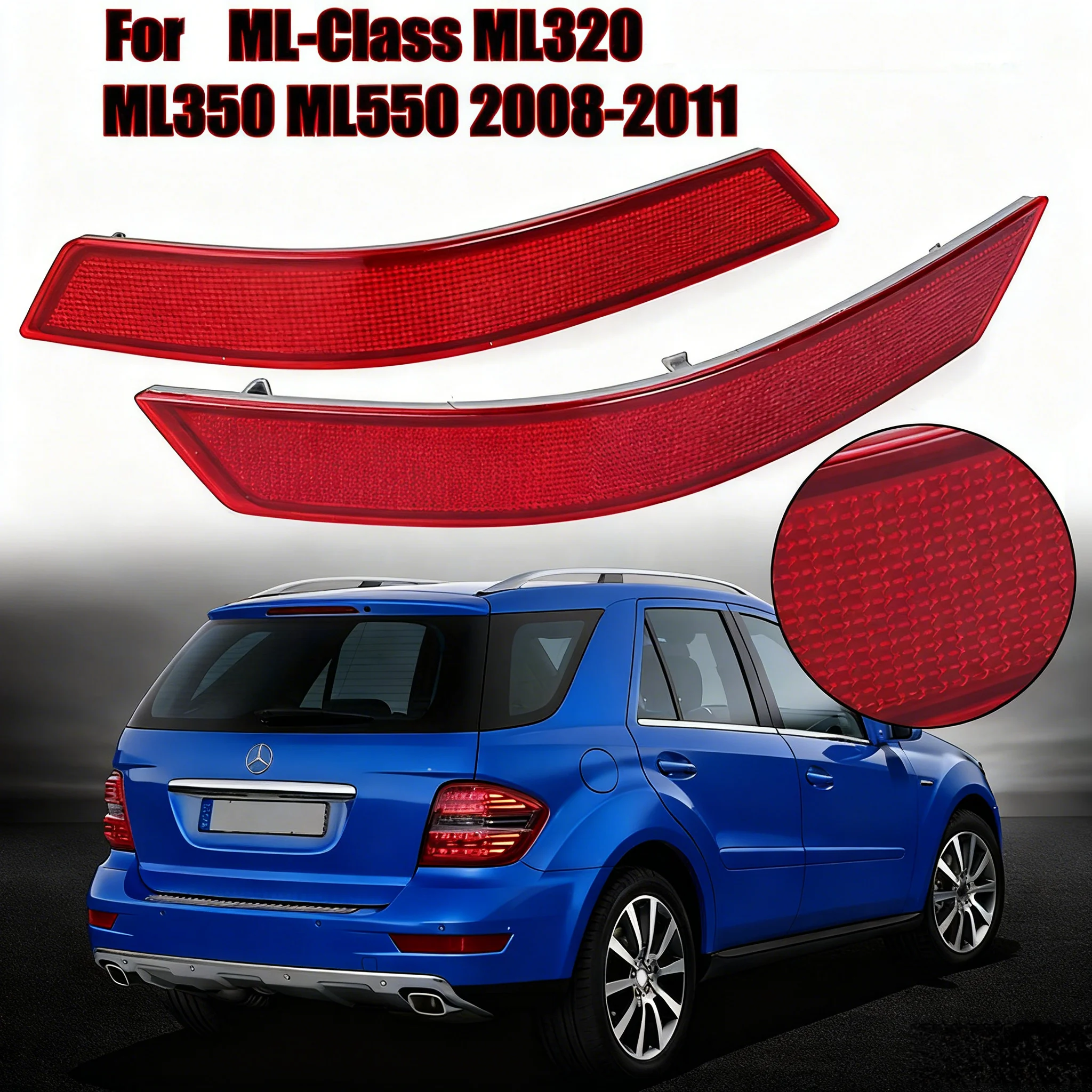 

Rear Bumper Red Light Reflector Lens for Mercedes-Benz ML-Class W164 ML320 ML350 ML 5501648200374 1648201574