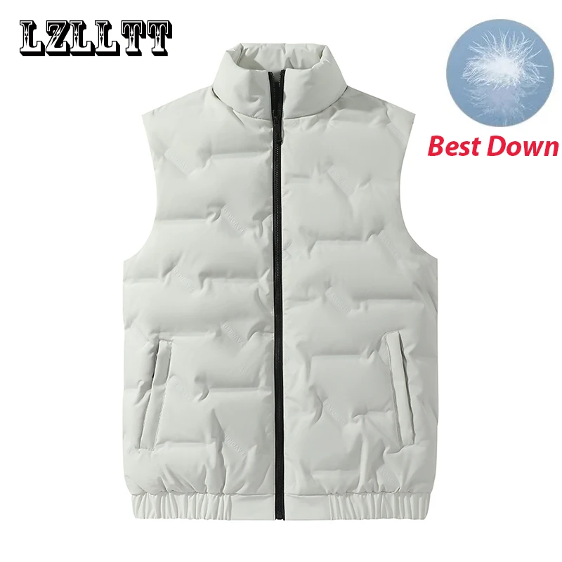 Winter Men 80 Down Vests Men waterproof Fashion Casual Down Sleeveless Vest Jackets Men Autumn Couple Lightweight Work Waistcoat