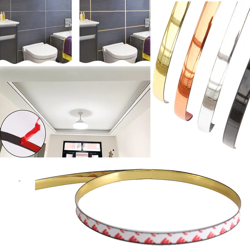 20 meters Gold Tape Self-adhesive  Mirror Wall Sticker Waterproof PVC Decoration Line for Background Wall  furniture Decor Decal