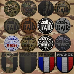 Militare RAID GIGN francia riflettente IR Patch bandiera a forma di scudo della francia Patch per cappello borsa da braccio decorare