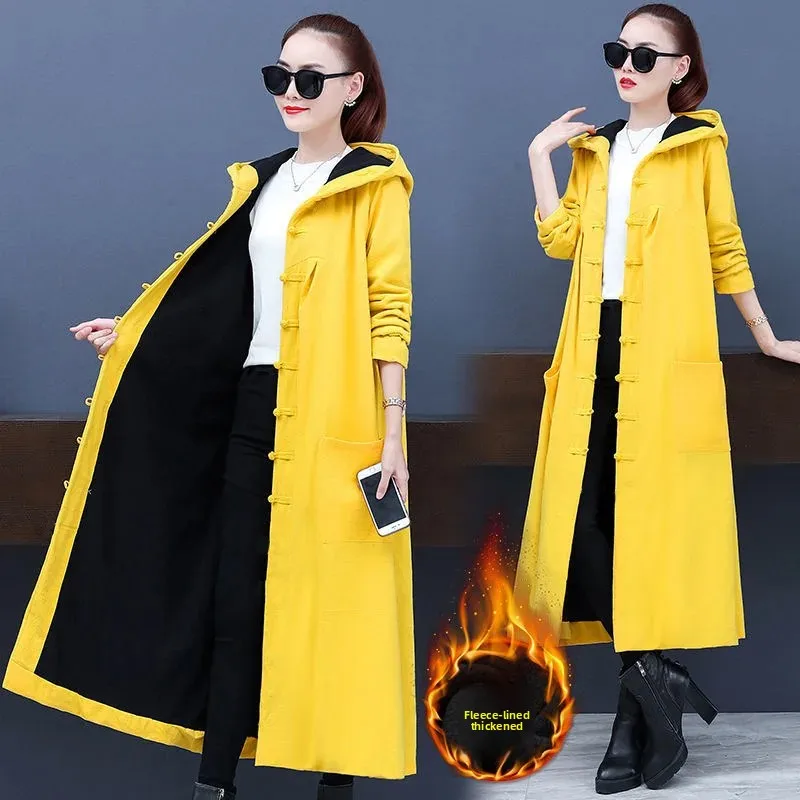 Žhavý výprodej sezóny Dámská zesílená fleecová podšívka Dlouhý retro etnický styl Kabát Bunda Svrchní oblečení Podzim Zima Teplá Velká Velikost - náhled 2