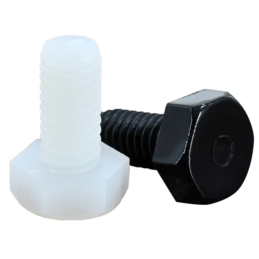 M3 M4 M5 M6 M8 M10 M12 Black White Nylon External-Hex Head Screws Plastic Insulated Outer Hexagon Electrical Resistance Bolt