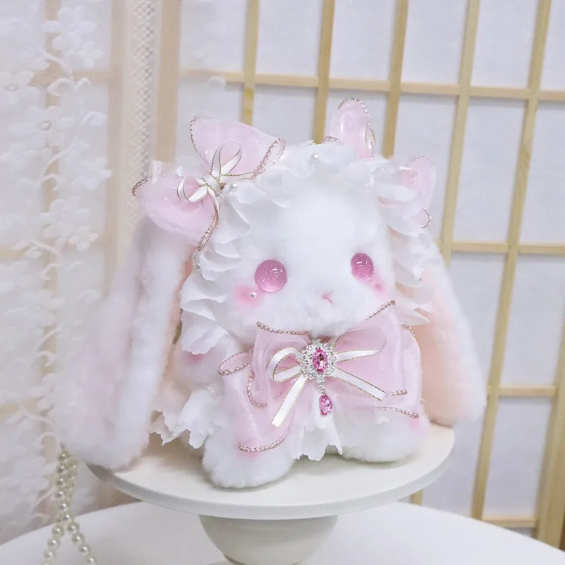 Cute Pendant Handmade Lolita Bow Sweetheart Bunny Plush Doll Rabbit Bag Crossbody Shoulder Bag Cute Bunny Gift