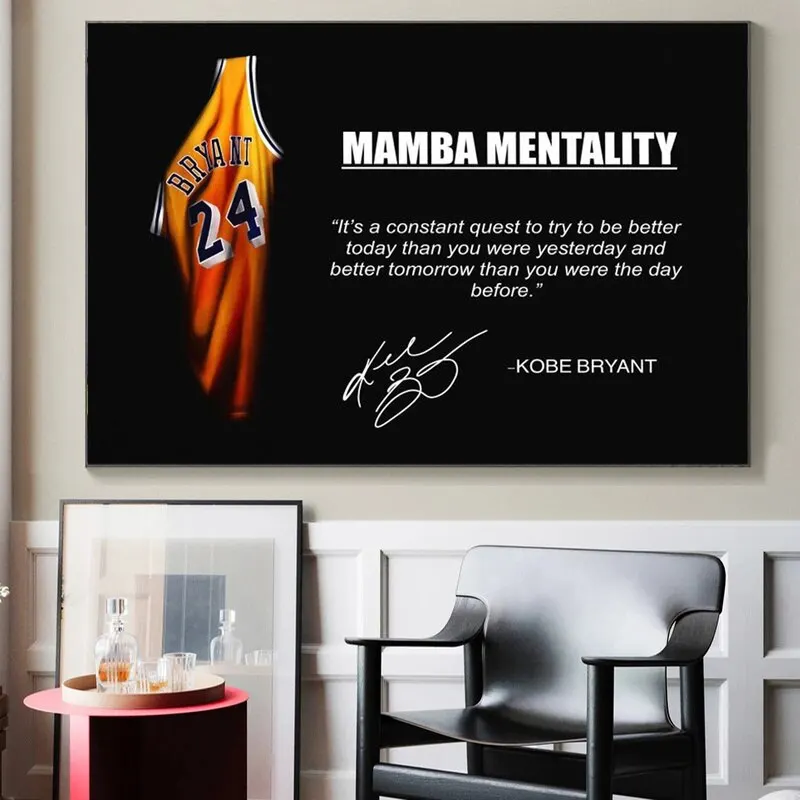 Inspirational Basketball Star Jersey Mamba Spirit Canvas Painting Poster  Wall Art for Fans Room Home Decor