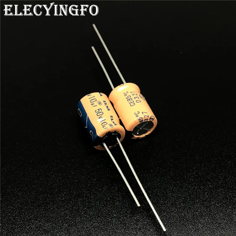 10pcs/100pcs 10uF 50V10uf  ELNA 8x11mm Orange 50V10uF Audio Capacitor electronic components  Aluminum Electrolytic Capacitor