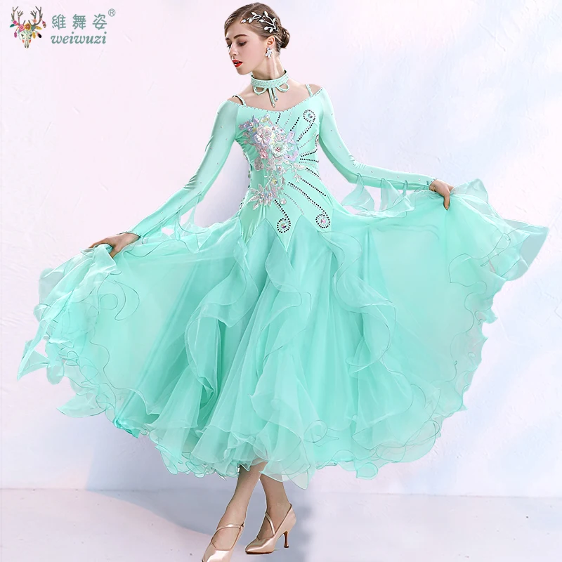 Ballroom Dancing High End AB Stones Competition Clothing Big Swing Dress Rumba Waltz Tango Modern Dance Performance Costume