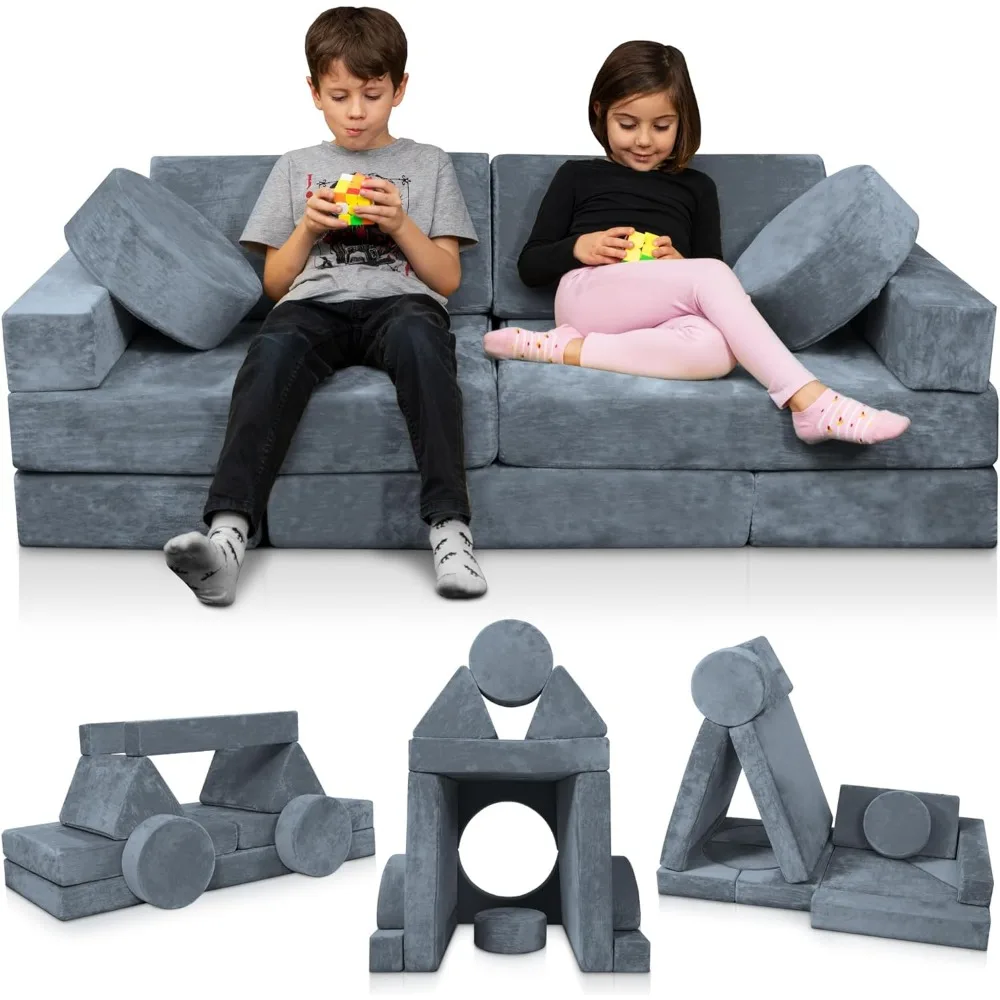 

Child Sectional Sofa, Fortplay Bedroom and Playroom Furniture for Toddlers, Convertible Foam and Floor Cushion for Boys