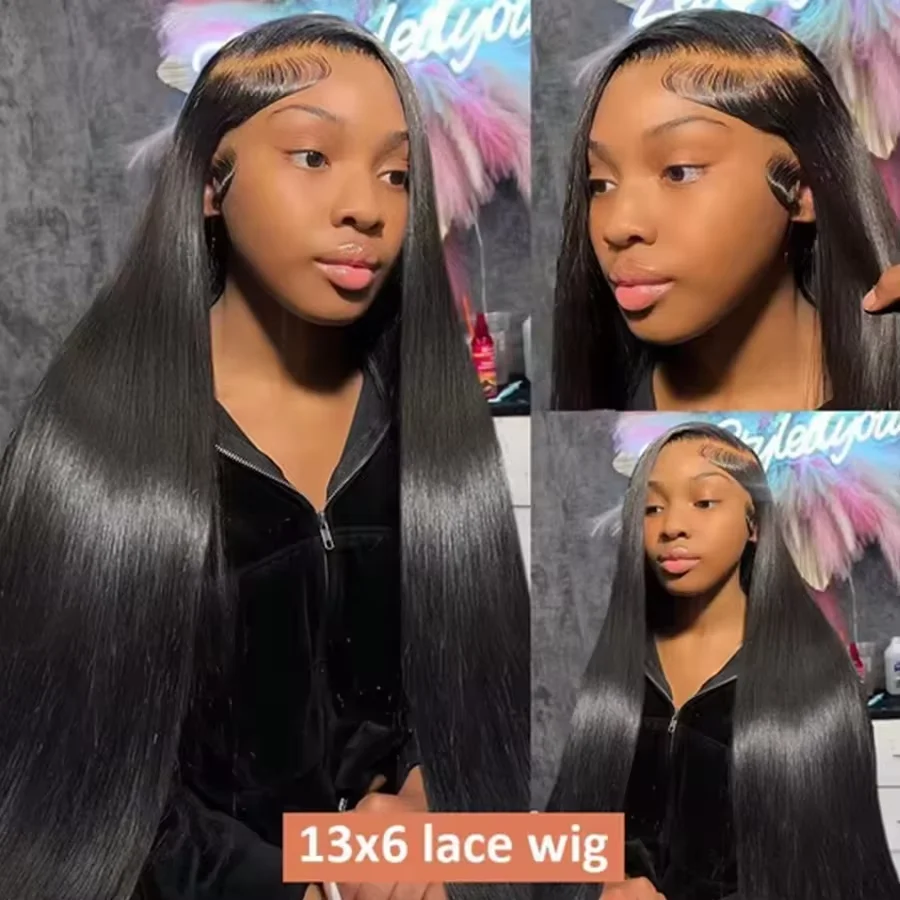 HD Lace Front Human Hair Wigs Straight 13x4 13x6 Transparent Lace Frontal Human Hair Wigs Pre Plucked HD Lace Wigs For Women  Natural Black Bone Straight Brazilian Remy Human Hair view 5