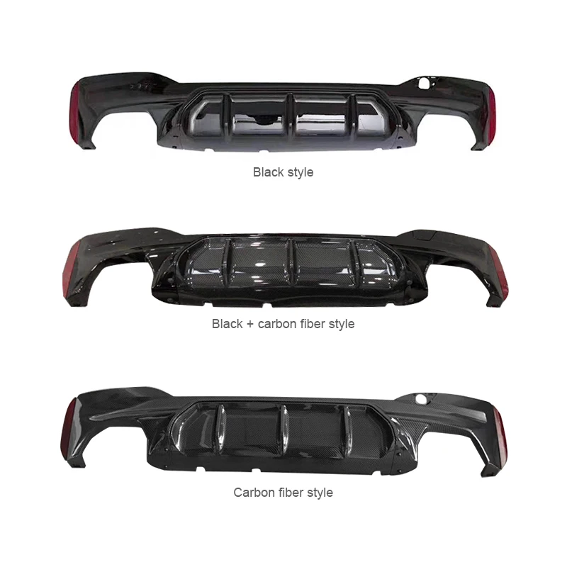 

CS Style Carbon Lip Fins Spoiler Splitter Diffuser Rear Bumper Lip for F10 F18 M5 Diffuser With Light 2012-2015