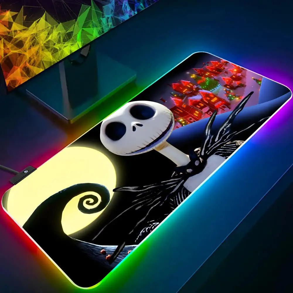 Anime T-The N-Nightmare Jack Mouse Pad RGB Glow Personality Picture Custom PC Table Mat Carpet Mat Game Player Dedicated LED