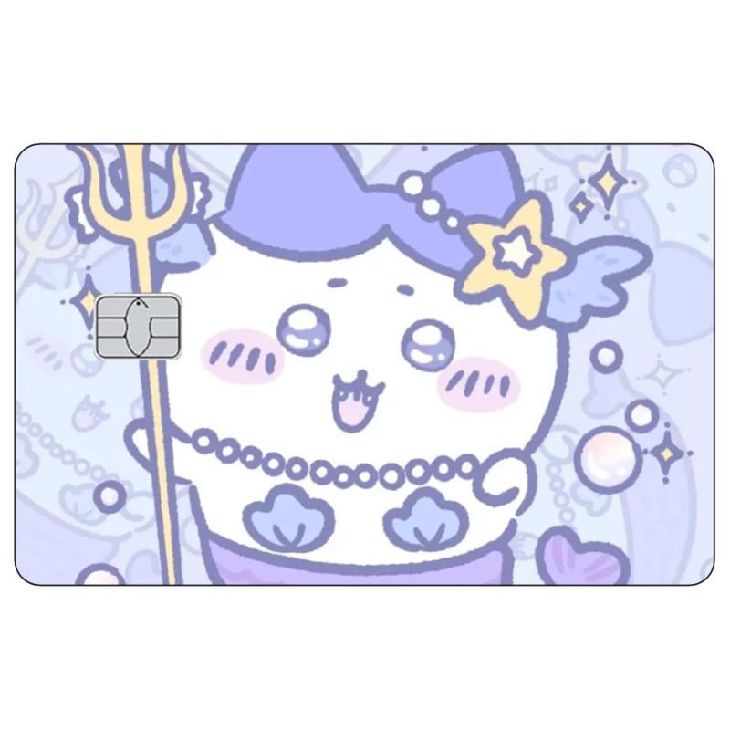 لطيف حورية البحر Usagi Hachiware بطاقة الائتمان الجلد ملصق Kawaii ماتي ملصقات مناسبة لبطاقات البنك VISA والبطاقات المغناطيسية IC