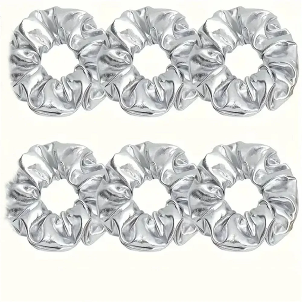10PCS Shiny Metallic Scrunchies Hair Tie Sweet Simple Elastic Hair Band Women Hair Accessories Daily Headwear for Cheerleading 4