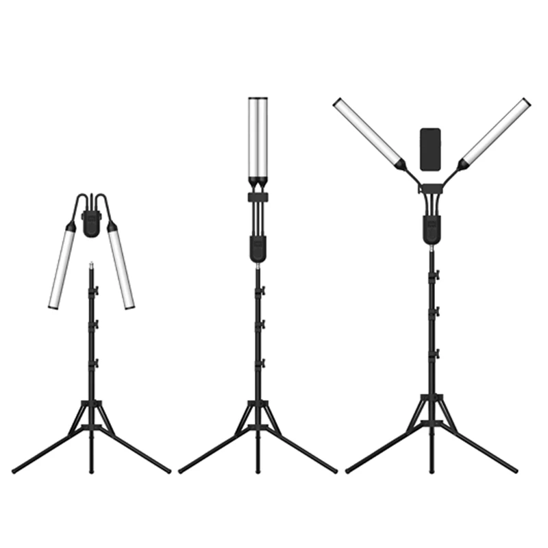 

The New RGB-S2 RGB Cell Phone Mini Portable Selfie Mobile Makeup Salon Led Light Double Arm Led Fill Light for Advertising