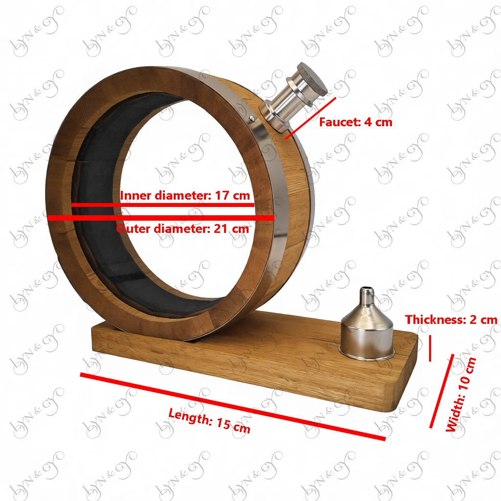 800ML Clear O-Shaped Oak Aging Barrel French Oak, Heavy Toast (HT) For Whiskey, Brandy, Sherry – Home Bar Decor And Display Gift