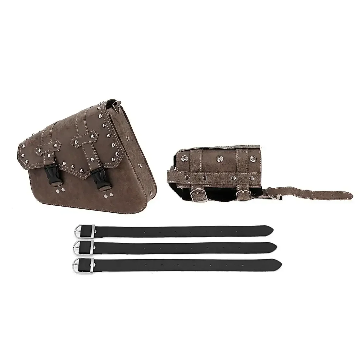 PU Leather For Cafe Racer Chopper Univerisal Motorcycle Saddle Bag Waterproof Side Tool Bag Luggage Storage Pouch