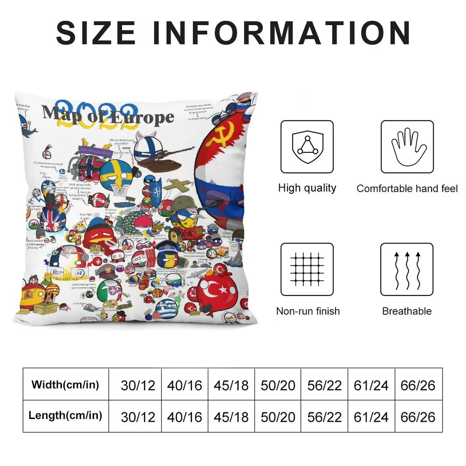 Mapa EUROPE dos Countryballs de 2022! Almofadas de almofada para travesseiros fronhas fronha de natal almofadas de sofá cobre travesseiro