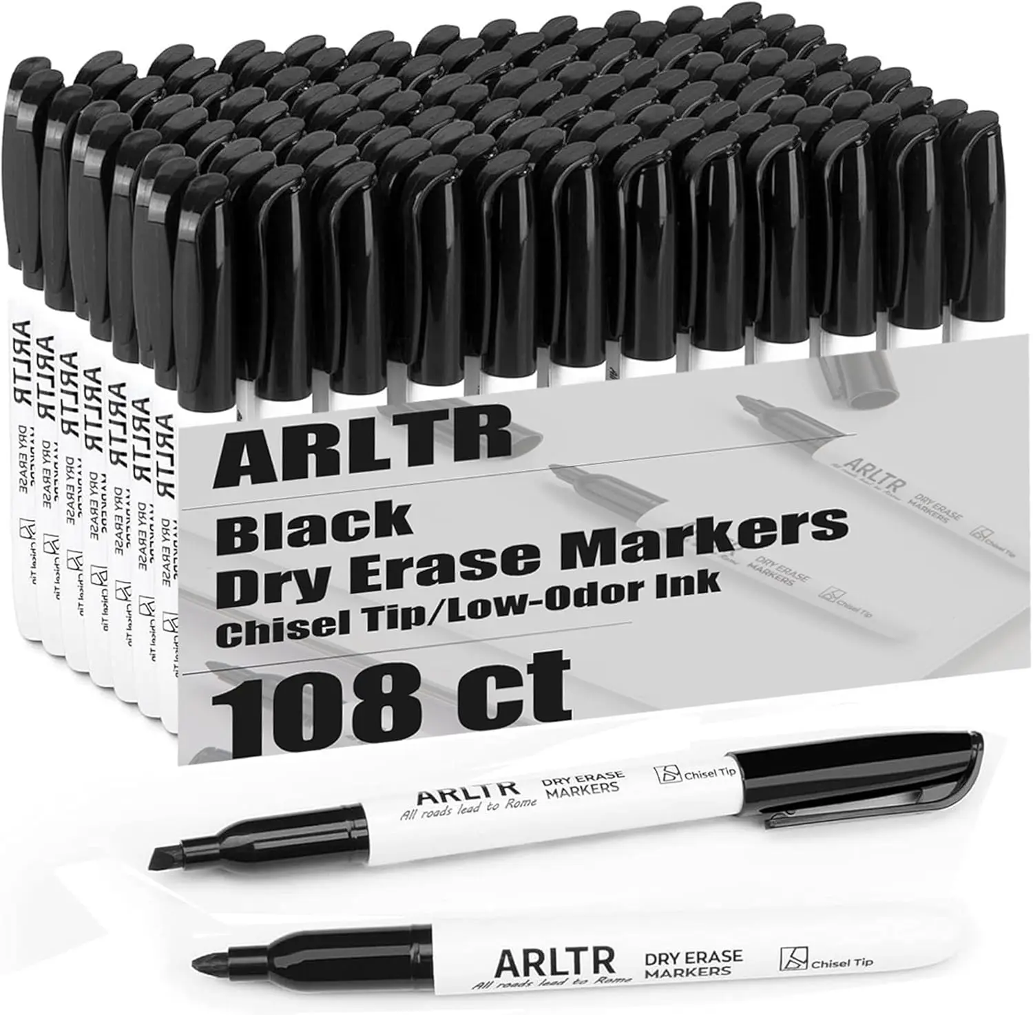 

108 Count Dry Erase Markers Bulk Set, Black and White, Chisel Tip, Low Odor, for Office and Home