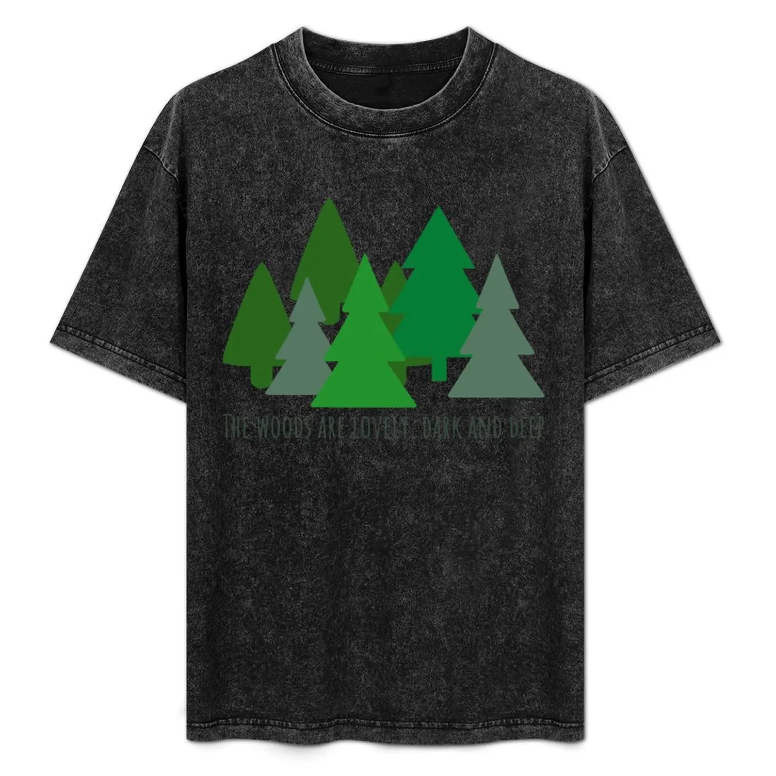 T-shirt décontracté de Noël avec poème sur la forêt de pin, Robert Frost, Stoping By Woods on a Snowy Evening