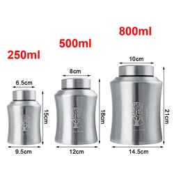 250/500/800ml Pet Memorial Urn Cremation Mini Urns for Pet/ Human Ashes Casket Funeral Stainless Steel Cremation Storage Jar