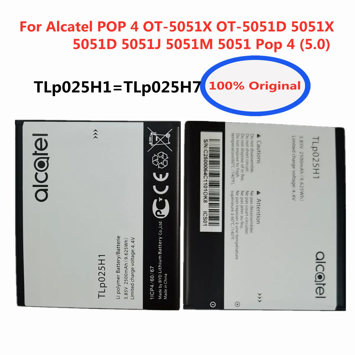 

New TLp025H1 TLp025H7 Phone Battery For Alcatel OneTouch POP 4 OT-5051X OT-5051D 5051X 5051D 5051J 5051 Pop 4 (5.0) Bateria