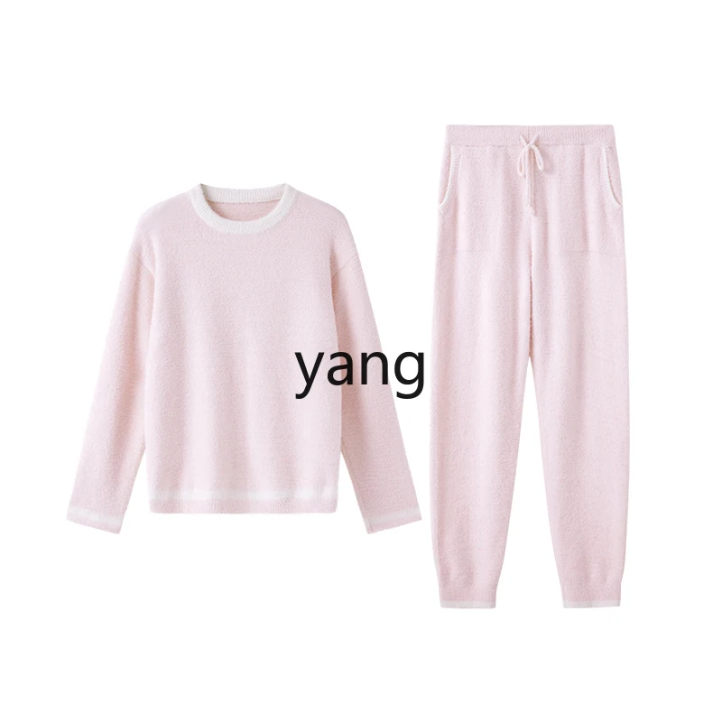 

CX half-edge velvet casual home suit round neck long-sleeved trousers women's living clothes