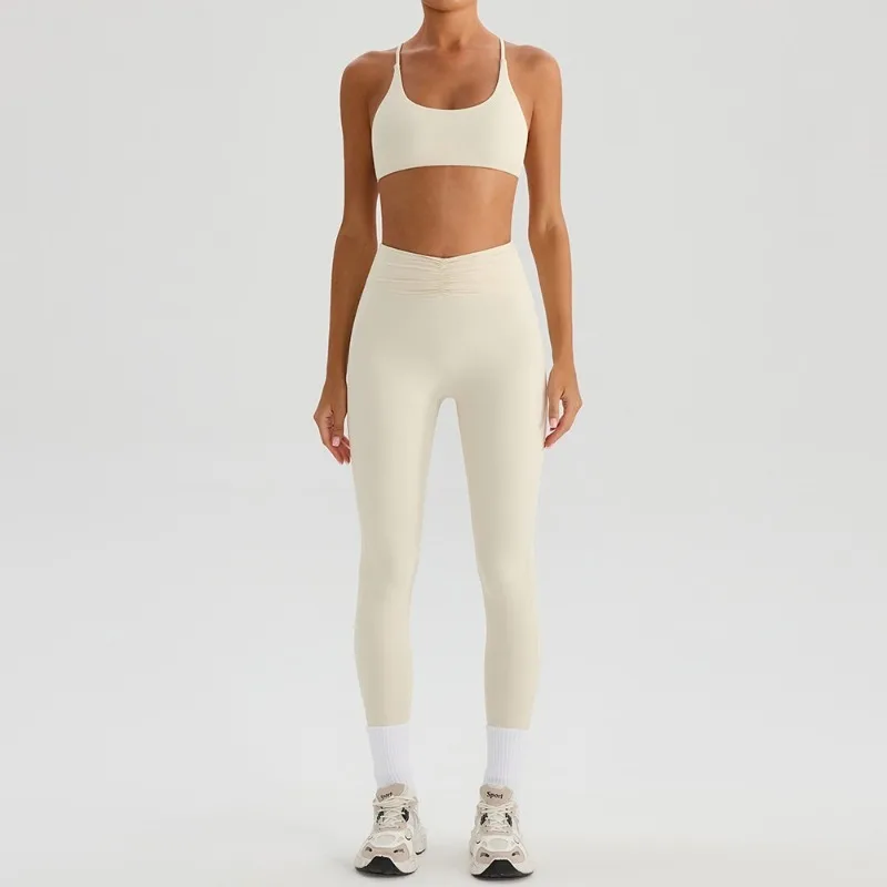 Set da yoga da donna in tinta unita con tappetino per il petto, vita alta e set per il sollevamento dell'anca, sport all'aria aperta, corsa, abbigliamento fitness per il tempo libero