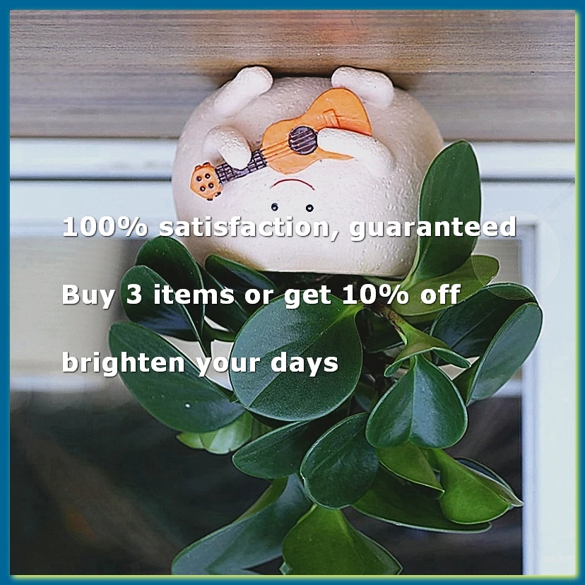 ●Smily Face Planter Pot with Drainage Hole Cute Resin for String of Plant Guitar Pots for Indoor-ABFB