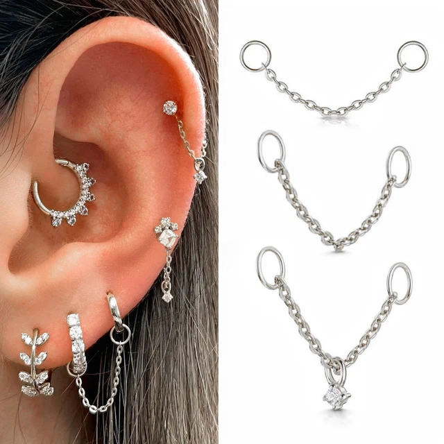 Elegance shop Triple Marquise Huggie ring / Huggie Hoop/ Lobe Earring / Conch Earring/ Conch Hoop