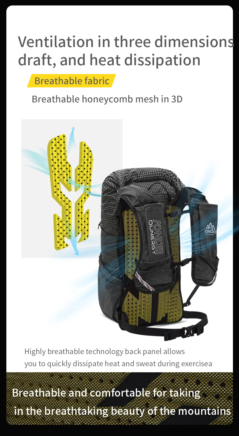 AONIJIE 30L Laufrucksack – Mit 2x 500ml Wasserflaschen, Atmungsaktiv, Für Laufen, Wandern, Outdoor