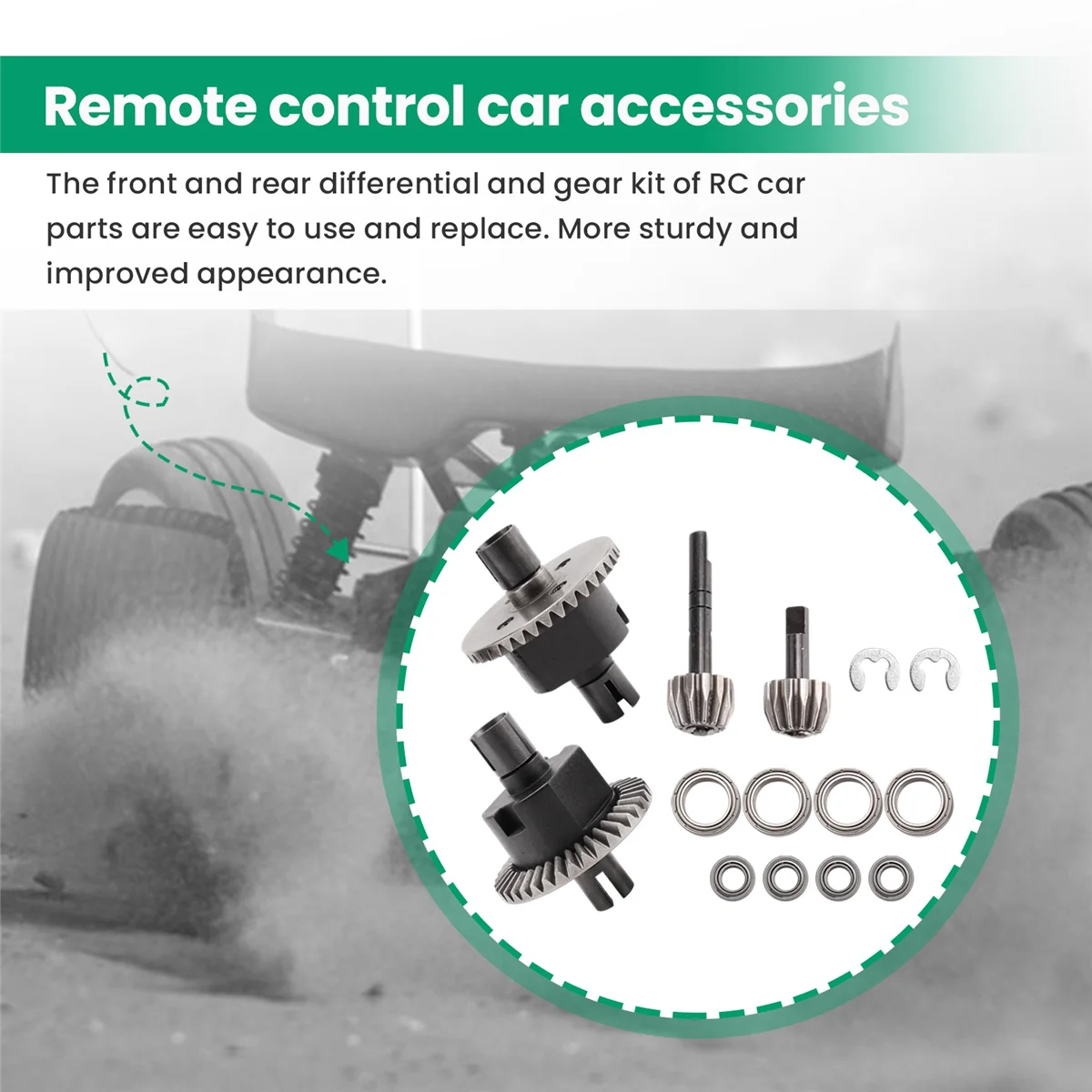 BAAA-Vorder- und Hinterdifferential und Getriebesatz für HSP Redcat Volcano 94123 94107 94111 94118 94166 1/10 RC Car Upgrade-Teile