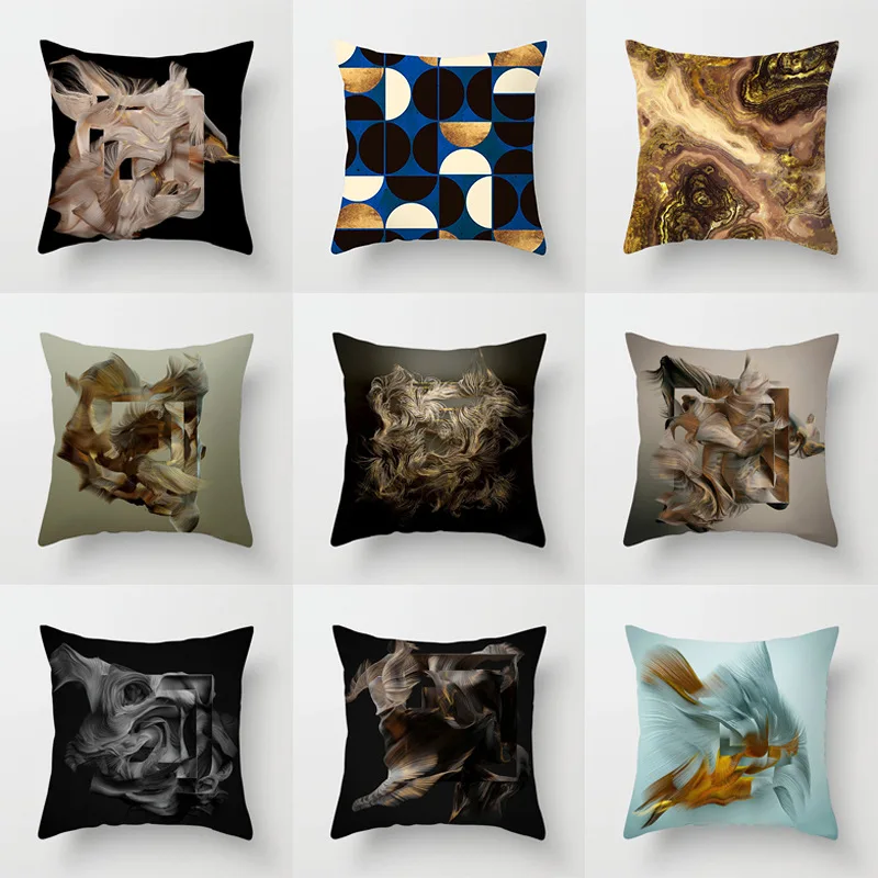 Abstract art patterns throw pillow cover with short plush print for living room sofa decoration cushion cover pillow covers