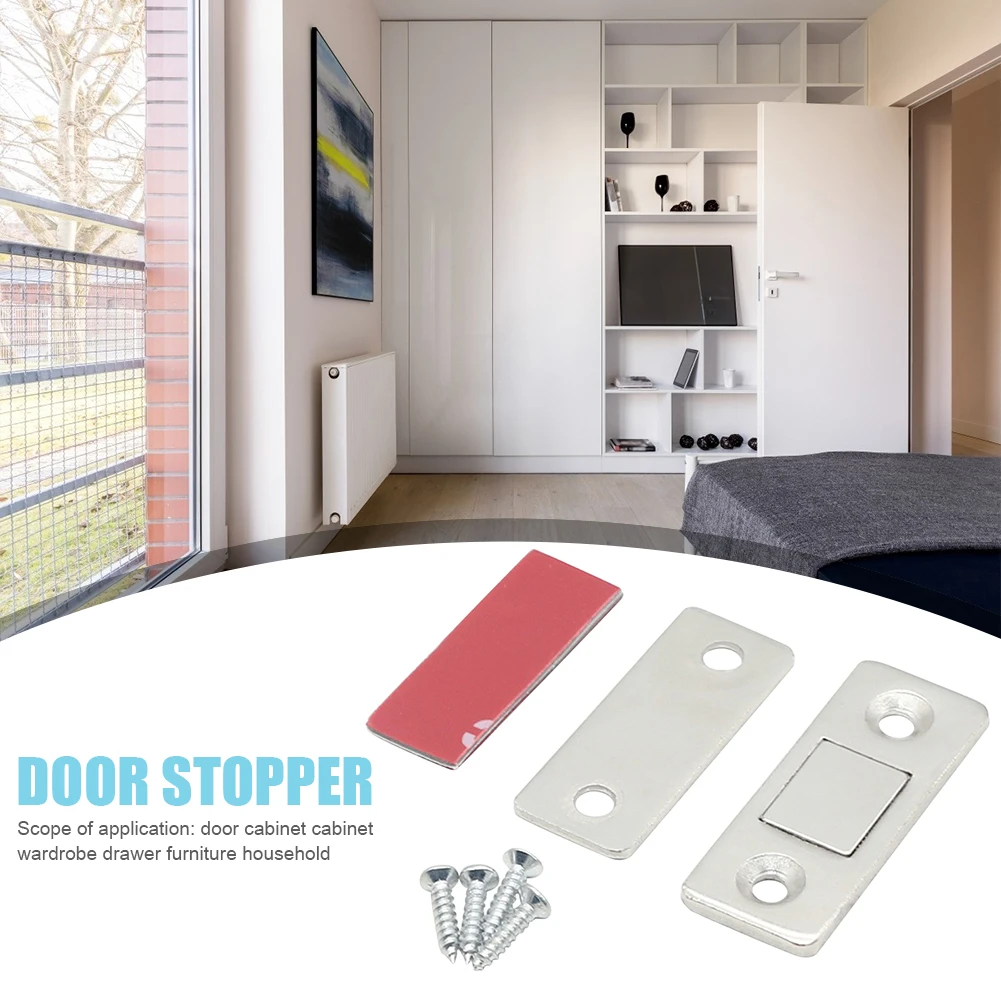 Magnetic Cabinet Catches Door Stops Magnet Invisible Soft-Catch Ultra-Thin Anti-Rust Door Magnet with Screw for Home