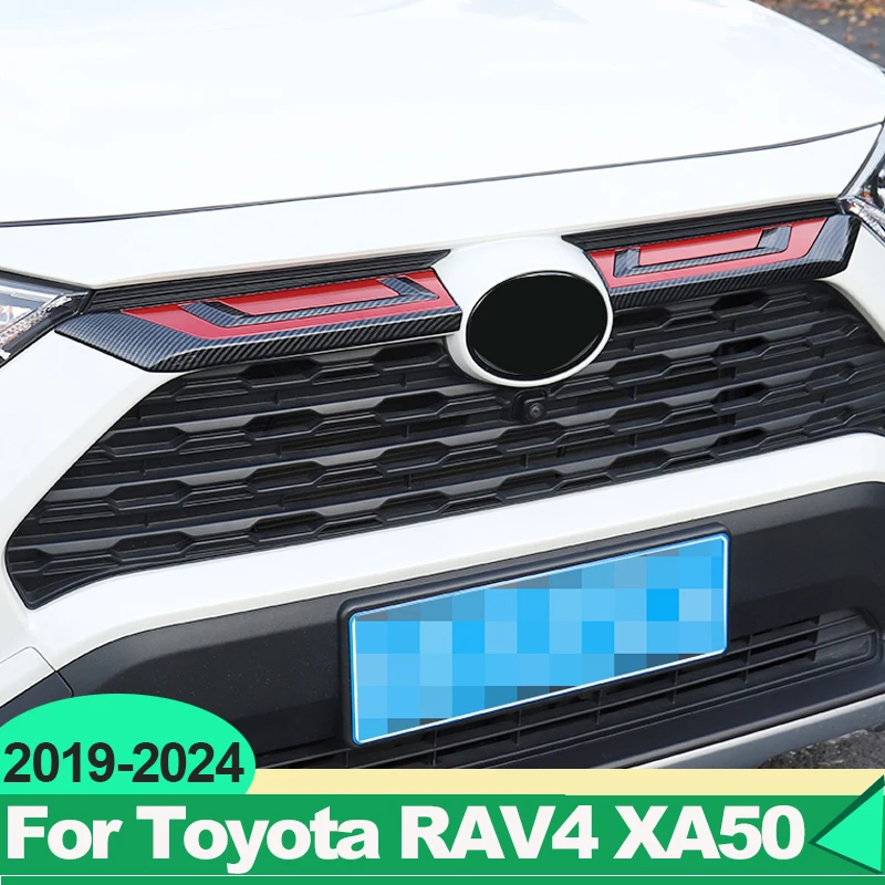 

Для Toyota RAV4 XA50 2019 2020 2021 2022 2023 2024 Гибридная передняя решетка автомобиля с логотипом, декоративная полоса, крышка, аксессуары