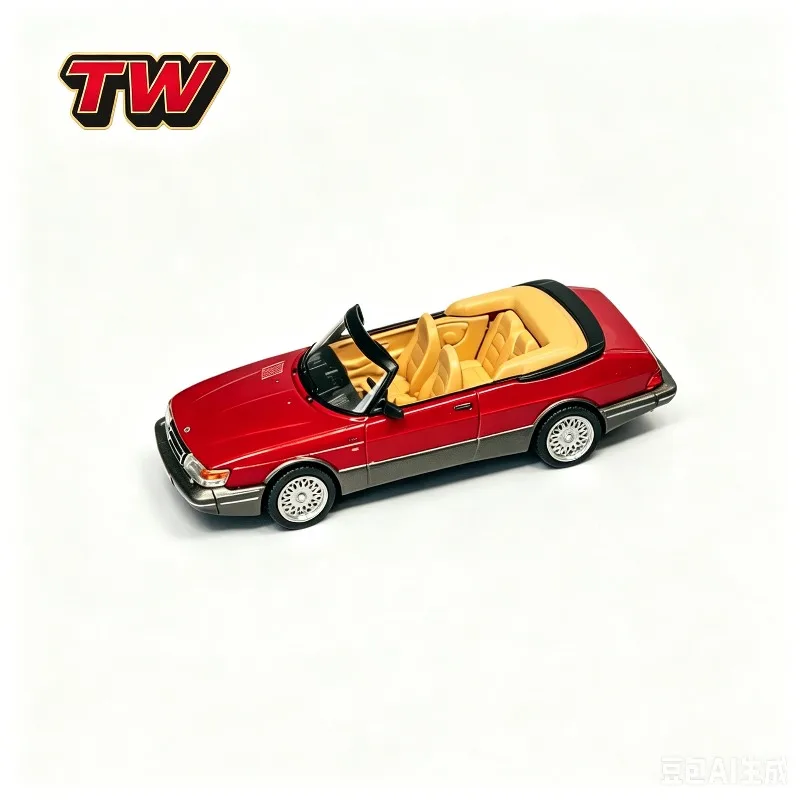 

TW 1:64 Saab 900 Turbo red alloy die-casting car model, adult collectible, static simulation ornament, holiday gift, male toy.