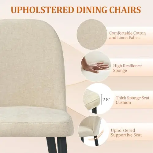 Upholstered Dining Chairs Set of 4, Chenille Mid Century Modern Fabric Dining Room Chair High-Back Padded Kitchen view 5