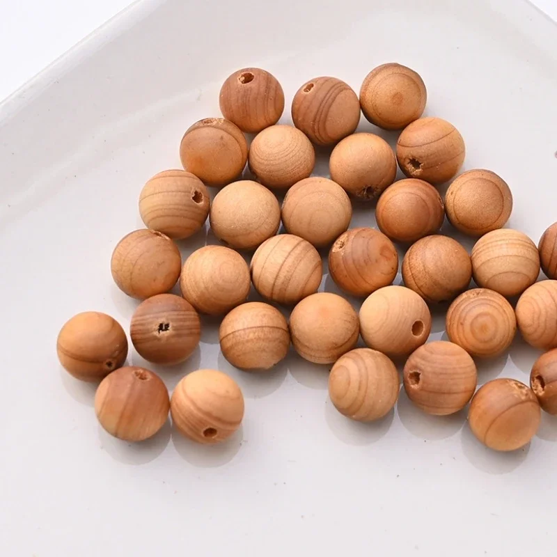 100pcs/lot 6/8/10mm Natural Arborvitae Beads Smooth Brown Wood Grain Loose Wooden Beads For Jewelry Making Handmade Bracelets