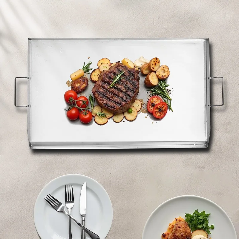 Stainless Steel Griddle, 36x22 inch Universal Flat Top Rectangular Plate, Gas Grill Griddle for BBQ Grill, Teppanyaki, Portab