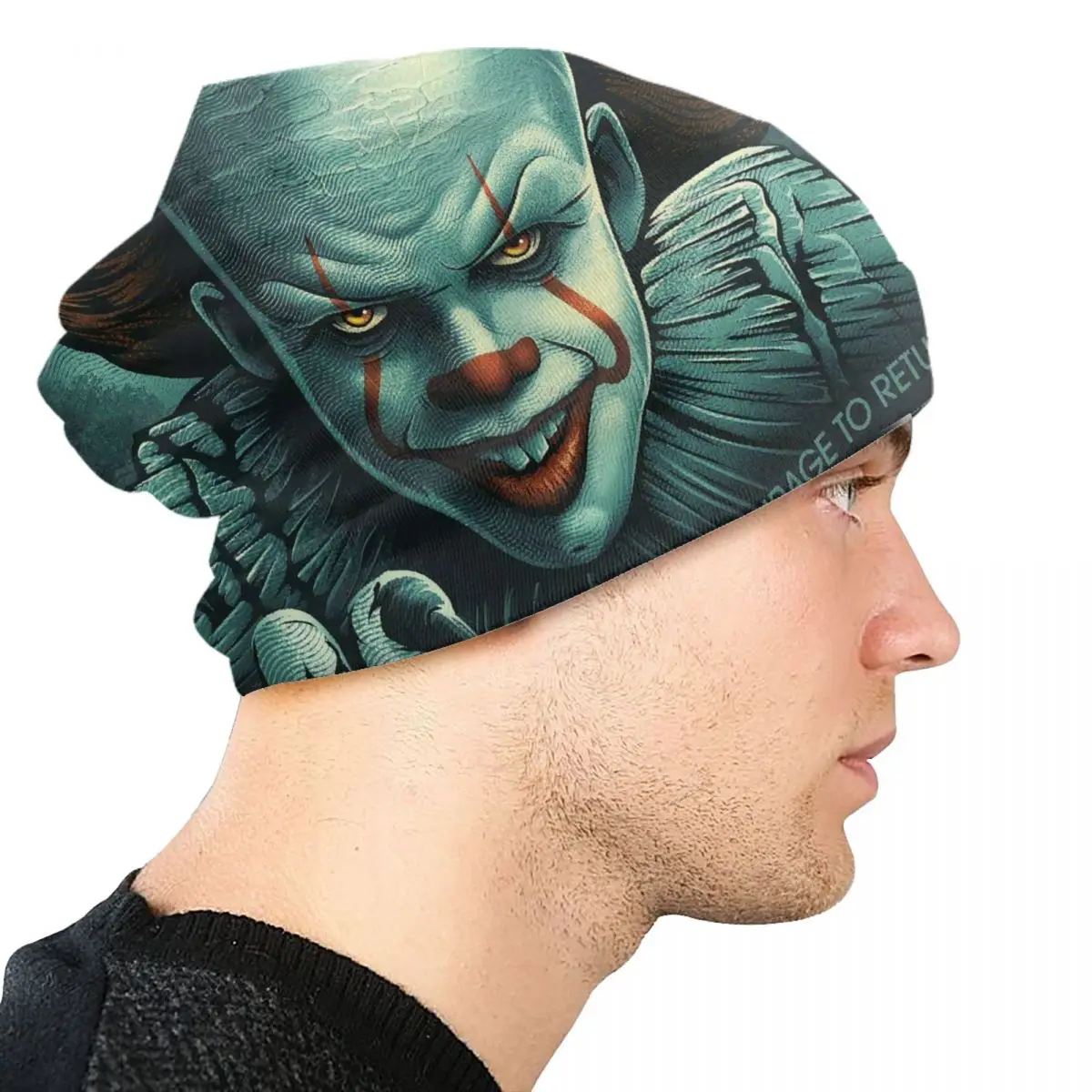 Gorro de personaje de película de terror para hombre y mujer, gorros de punto Unisex, moda de Halloween, payaso malvado, gorros cálidos de invierno