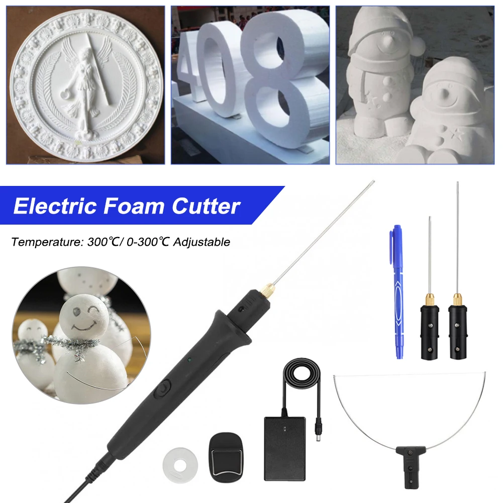 Kit cortador de espuma eléctrico de 24W, pluma cortadora de espuma 0-300 ℃   Cortador de alambre caliente de temperatura ajustable herramienta de corte de espuma de poliestireno grabador