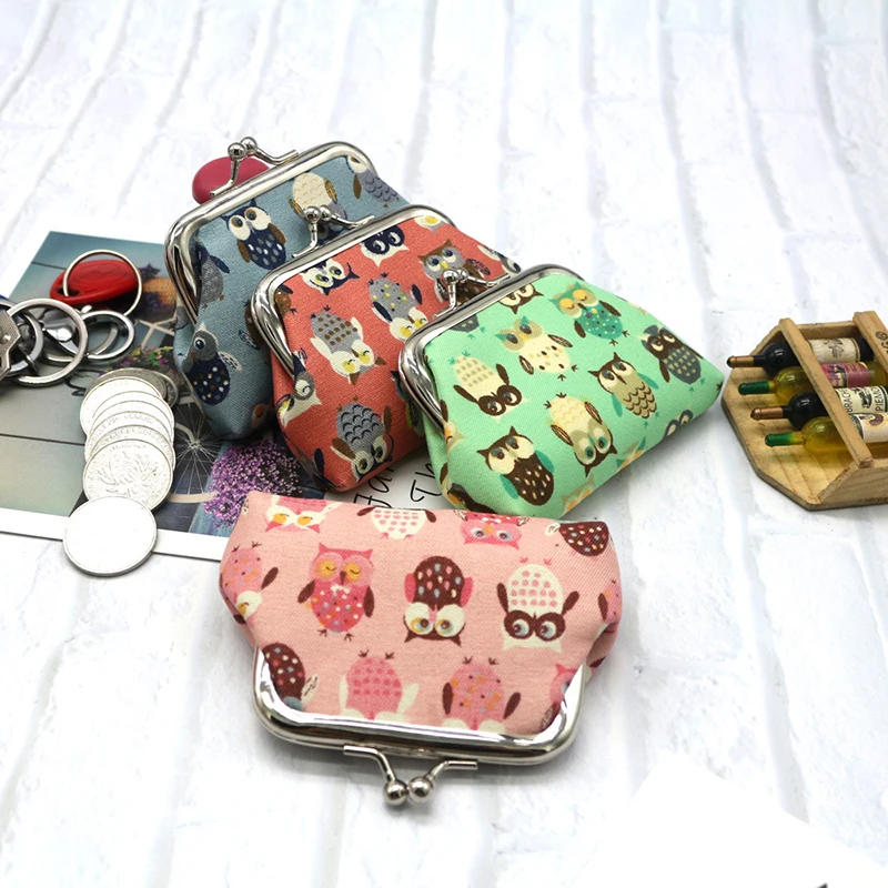 Cartoon Coin Pouch Purse Owl Pattern Women Mini Wallets Kid Clutch Money Bags Girl Pouch Hasp Change Purse Lipstick Portable Bag