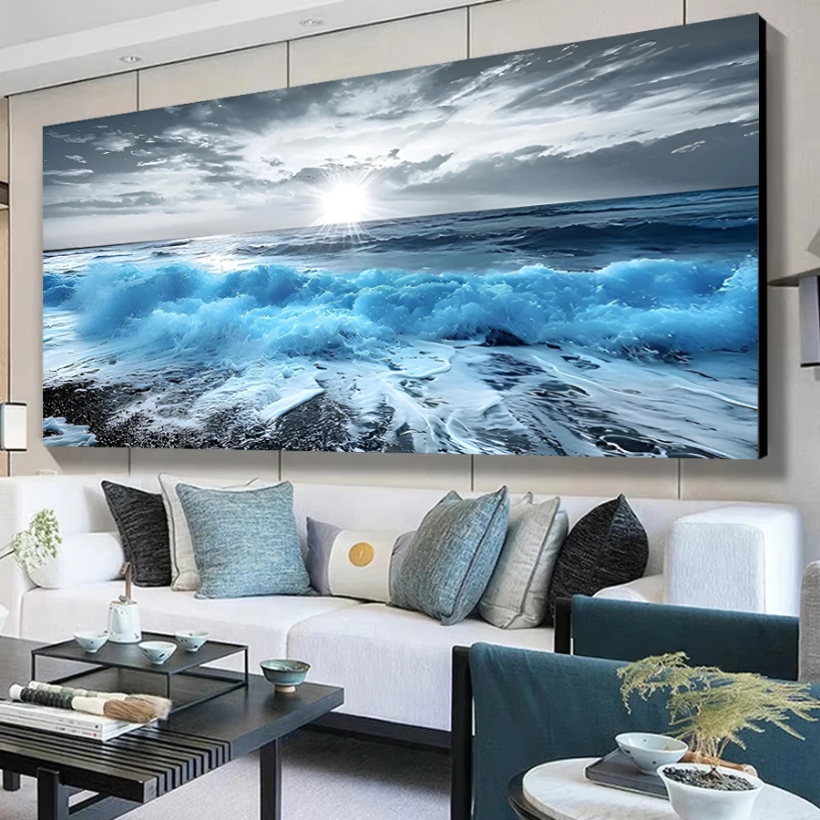 

Sunset Sea Scenery Large Size Diy Diamond Painting New Collection Landscape Full Drill Mosaic Embroidery Picture Wall Decor