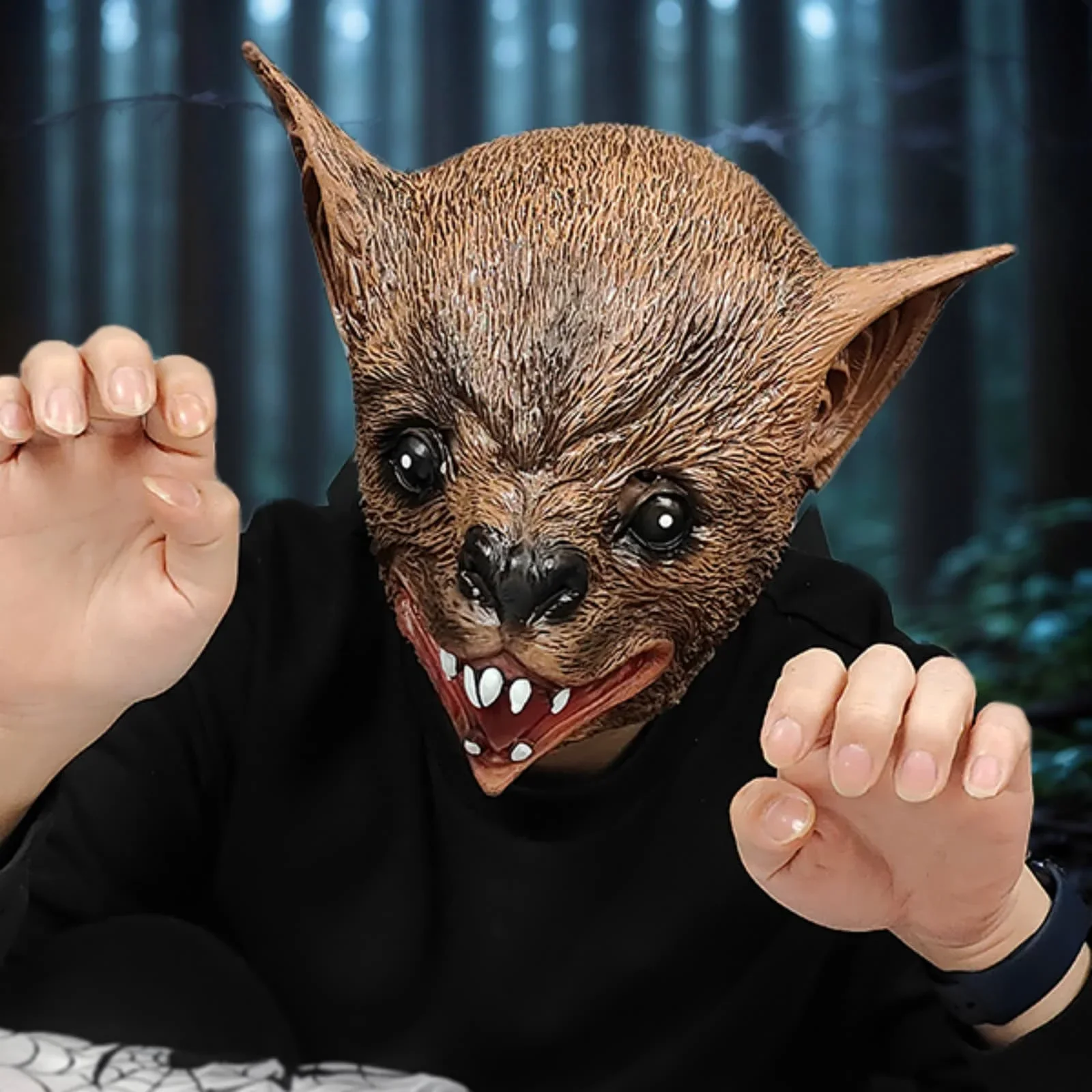 قطعة واحدة من قناع الخفافيش الواقعي للغاية، قناع تنكري لحفلات الهالوين، دعائم لعب الأدوار، مادة اللاتكس
