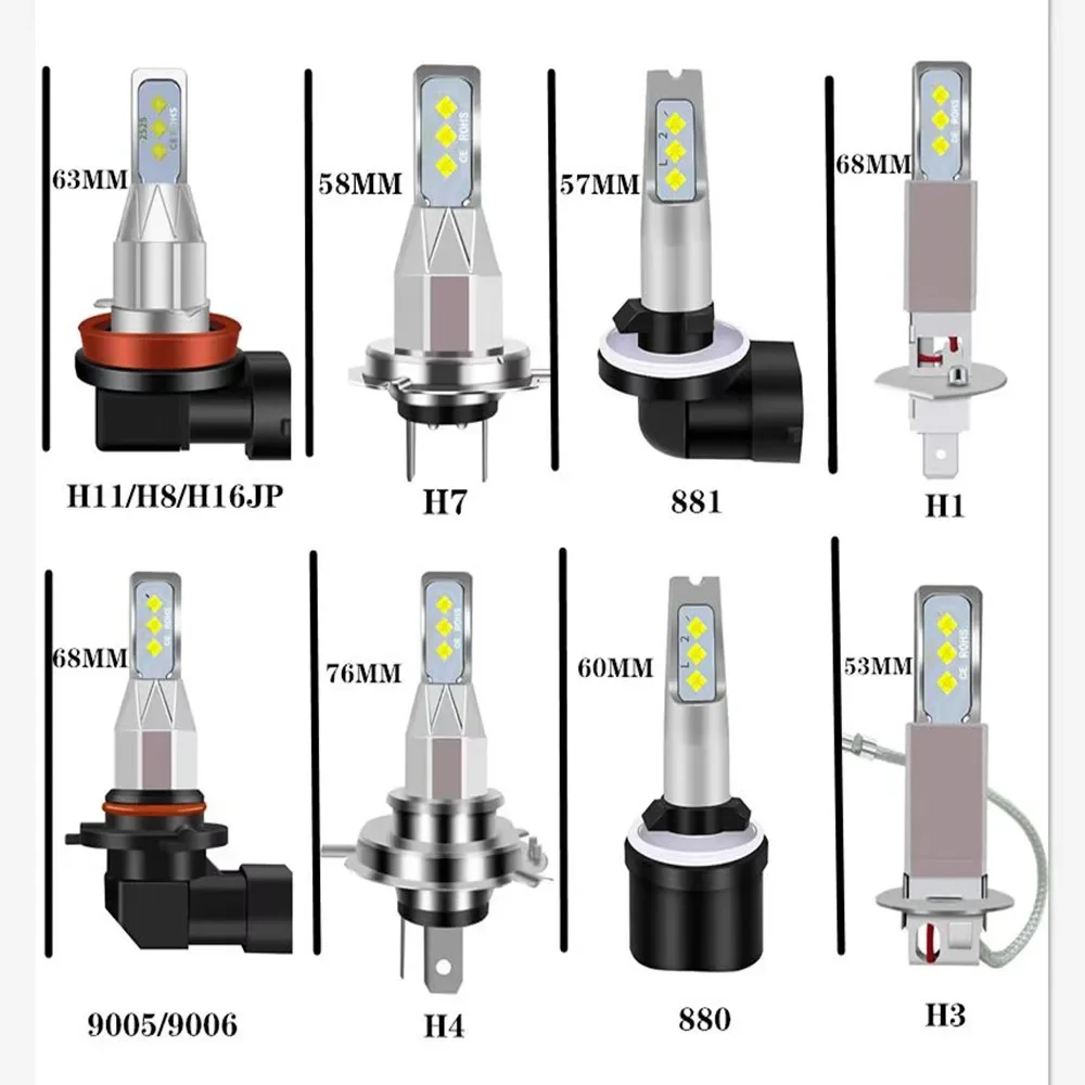 Bombilla LED para faro delantero de coche, luces antiniebla automáticas de alta potencia de 24V, 12V, 80W, 6000K, 8000K, 16000LM, H7, H4, H11, H8,