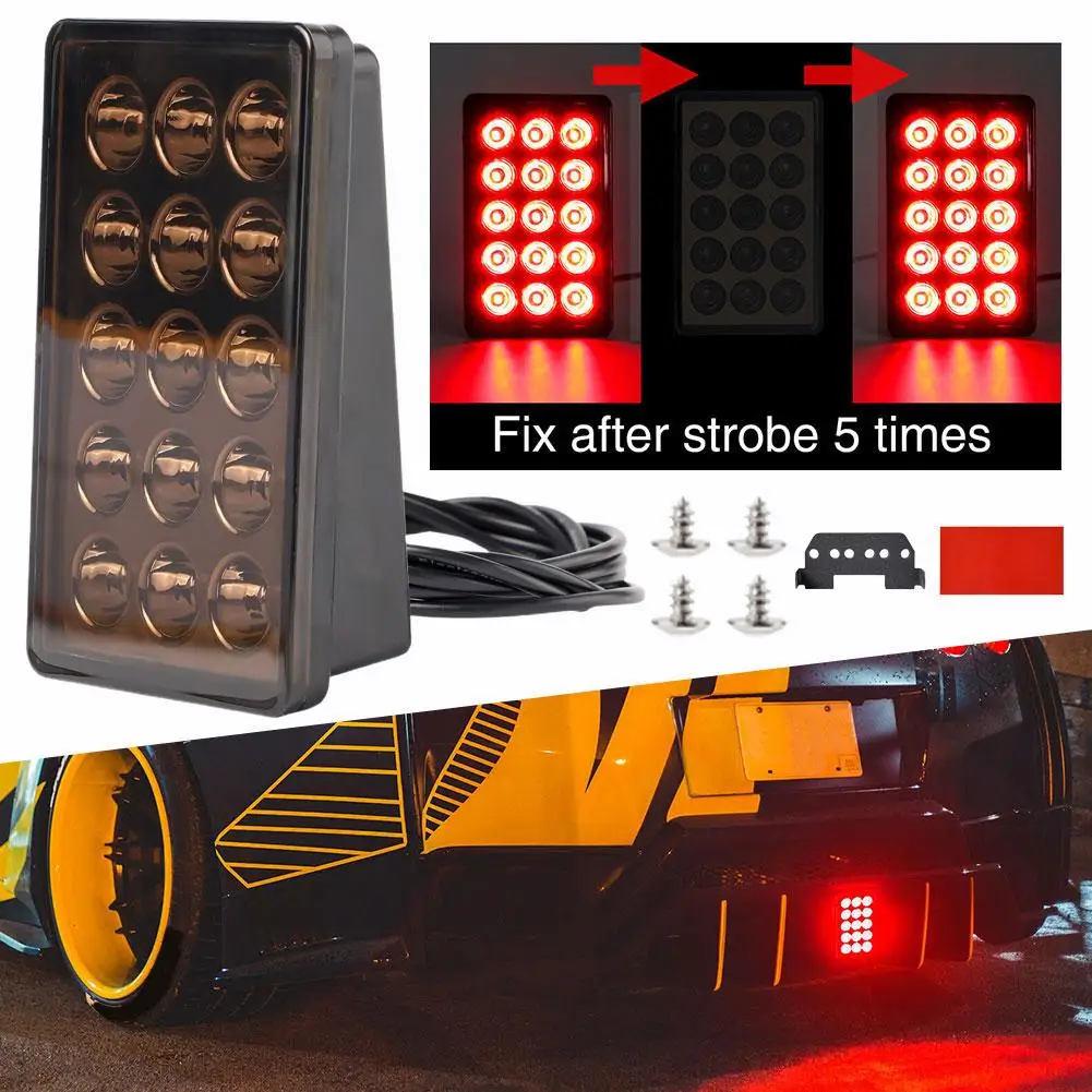 

Universal F1 Strobe Flash Light LED Rear Tail Light Smoked Signal 12V Light Brake LEDs 3rd Car Warning Light Lamp 15 Access M4V6